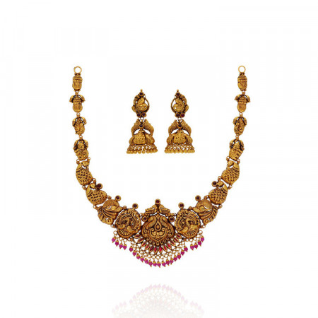 Shimmering Sanctity Temple Gold Necklace