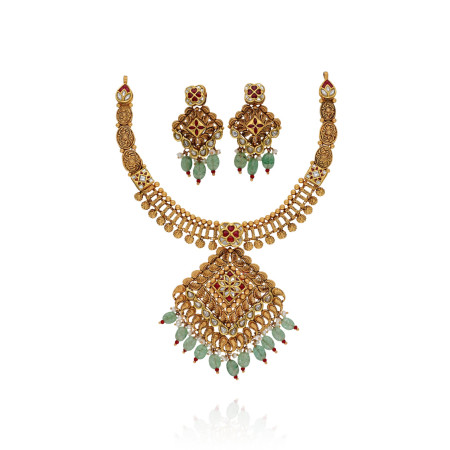 Aureate Cascade of Grace Gold Necklace Set