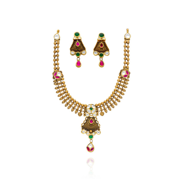 Auric Whispers of Timeless Beauty Gold Necklace Set