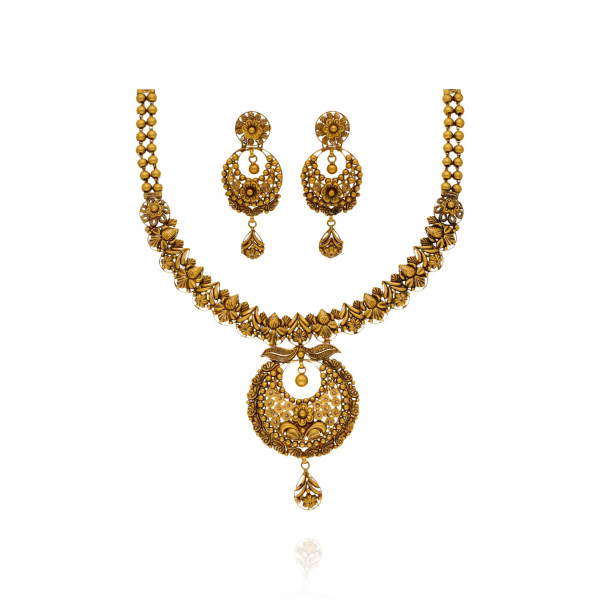 Auric Whispers of Timeless Beauty Gold Necklace Set