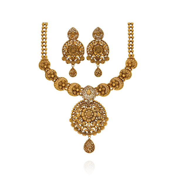 Sunlit Embrace of Gilded Radiance Gold Necklace Set