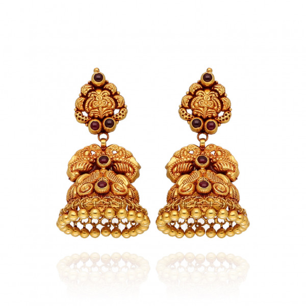 Golden Threads Temple jhumki Elegance