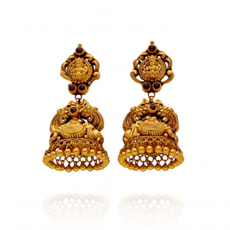 Mystic Glow Temple-Style Gold Jhumki