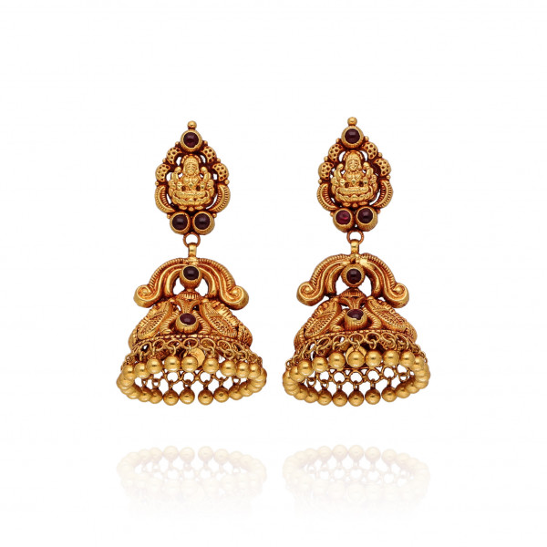 Temple Treasures Glimmering Gold Jhumki