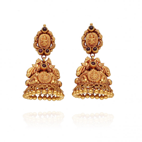 Golden Whispers Temple Jhumki