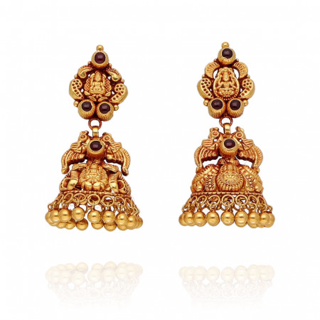 Golden Reverence Temple Jhumki Elegance