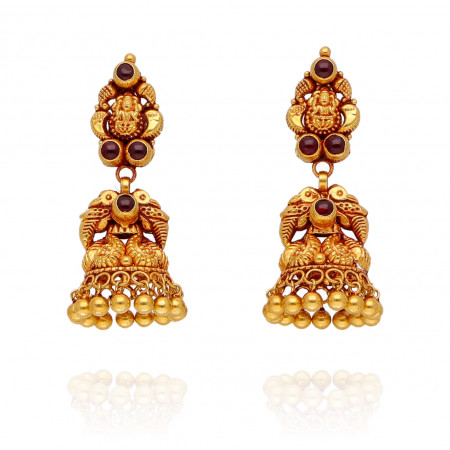 Gilded Serenity Temple Jhumki Radiance