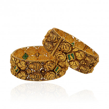 Radiant Wrist Timeless Appeal of Gold Temple Bangles