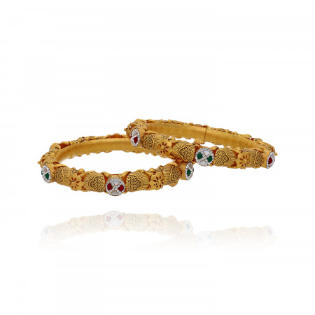 Regal Rounds Bridal Bangles in Pure Gold