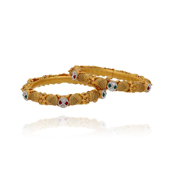 Regal Rounds Bridal Bangles in Pure Gold