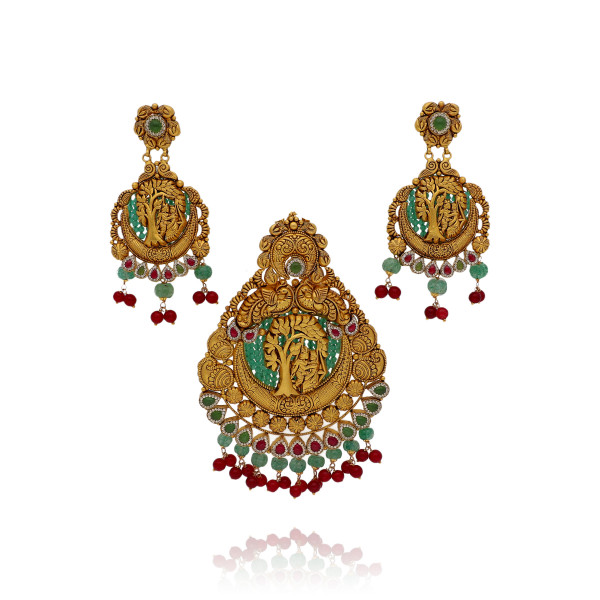 Blessed Adornment Gold Temple Pendant Set