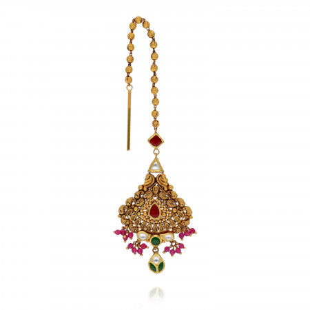 Royal Bloom Exquisite Gold Antique Maang Tikka