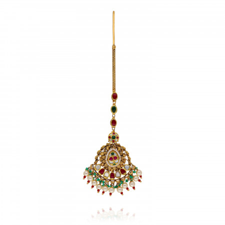 Cultural Majesty Gold Antique Maang Tikka