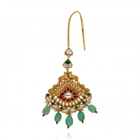 Nuptial Grace Timeless Gold Antique Maang Tikka