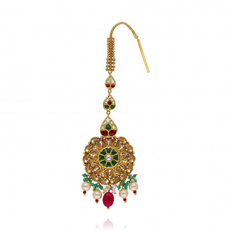 Bride's Glory Opulent Gold Antique Maang Tikka