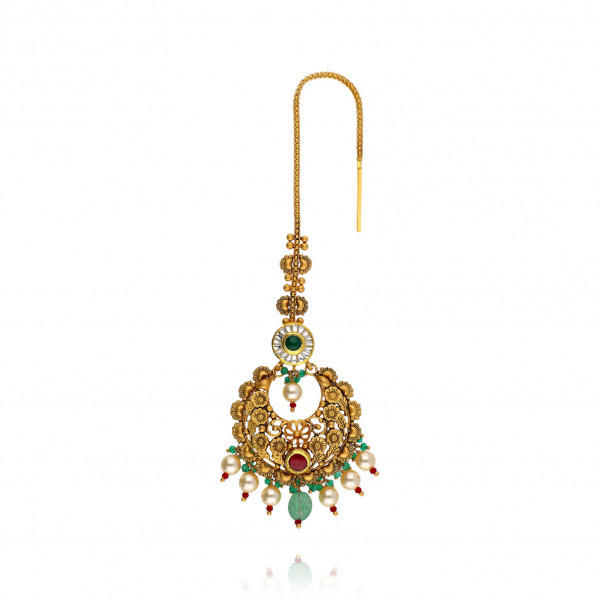 Modern Bride Classic Antique Gold Maang Tikka