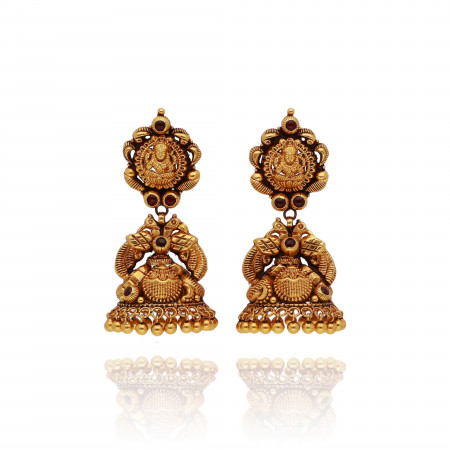 Heavenly Glow Luxurious Gold Temple Jhumki