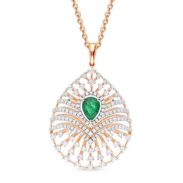 Celestial Cascade Diamond Pendant with Earring Set