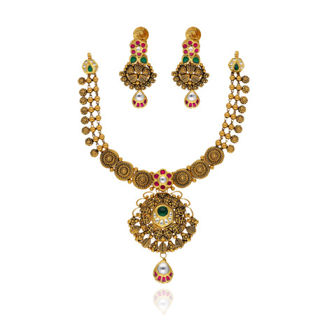 Noor Cascades Gold Necklace Set