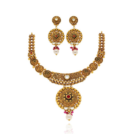 Alina Glow Gold Necklace Set