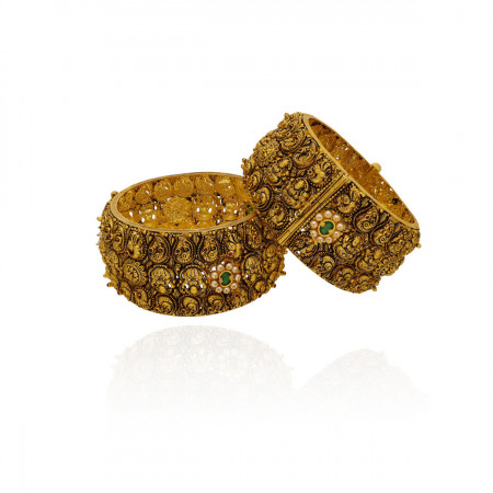 Sculpted in Gold Bangles with Timeless Charm