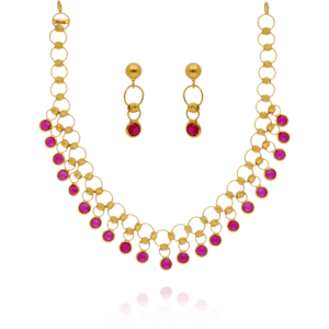 ColorStone Glow Gold Necklace Set